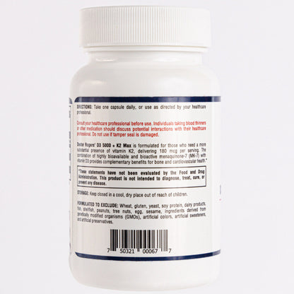 Doctor Rogers D3 5000 + K2 Max bottle angle view