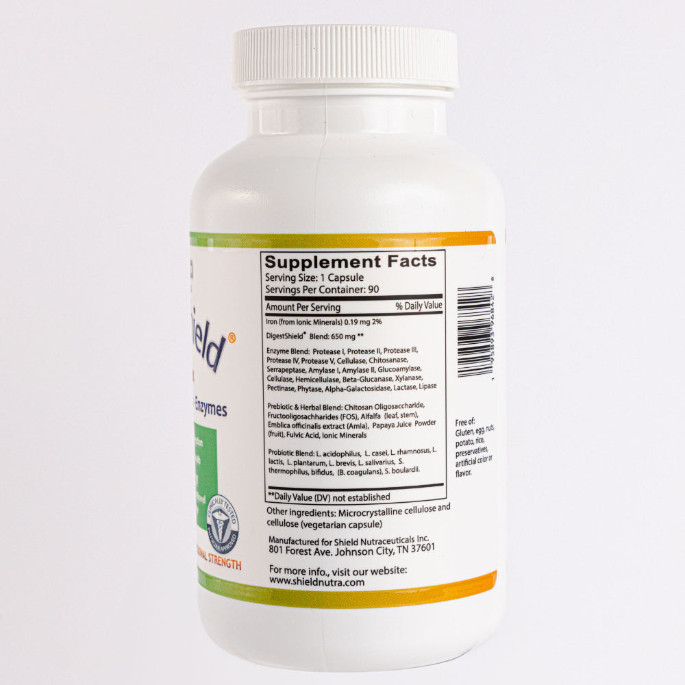DigestShield supplement facts label